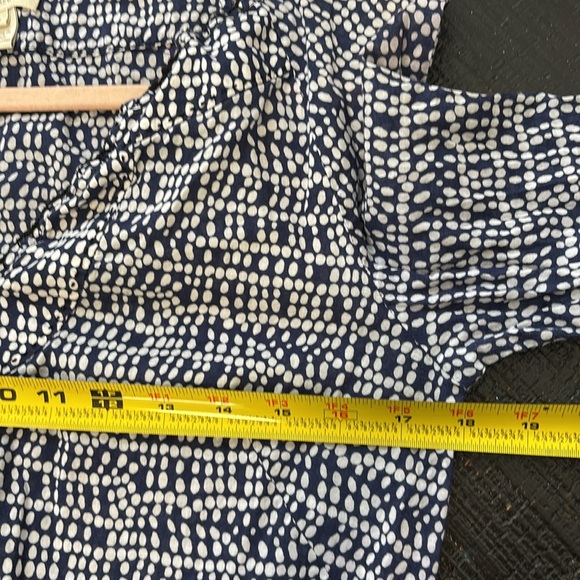 J. Crew Peasant Boho Style Tassel Details Vneck Top Blouse Blue White size 8 - Picture 8 of 9